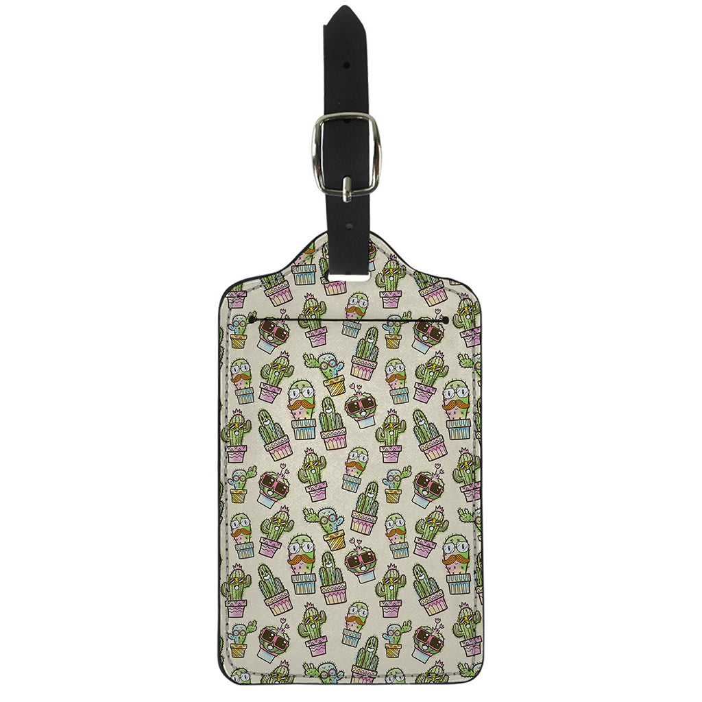 Cute Cartoon Cactus Pattern Print Luggage Tag