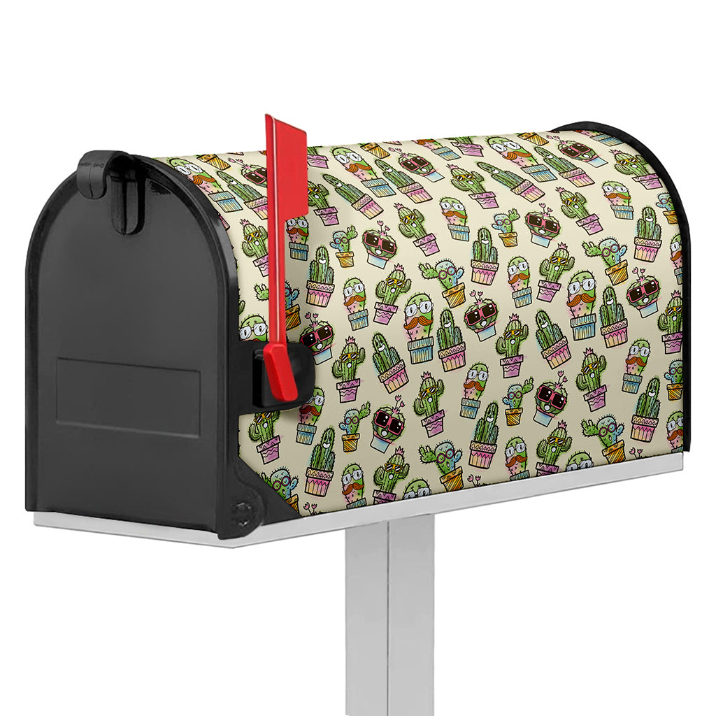 Cute Cartoon Cactus Pattern Print Mailbox Cover