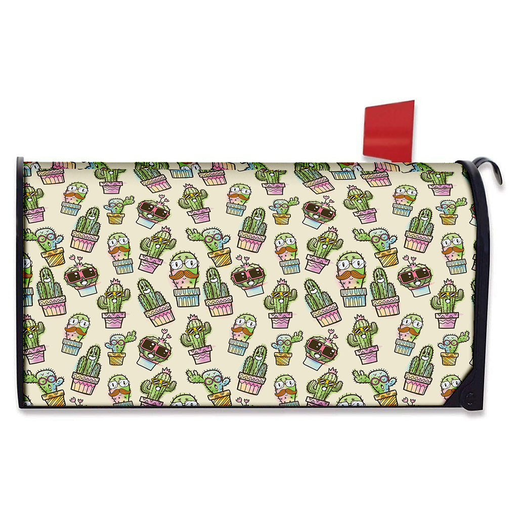 Cute Cartoon Cactus Pattern Print Mailbox Cover