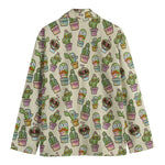 Cute Cartoon Cactus Pattern Print Men's Blazer