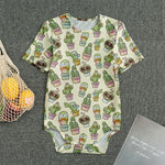 Cute Cartoon Cactus Pattern Print Men's Bodysuit