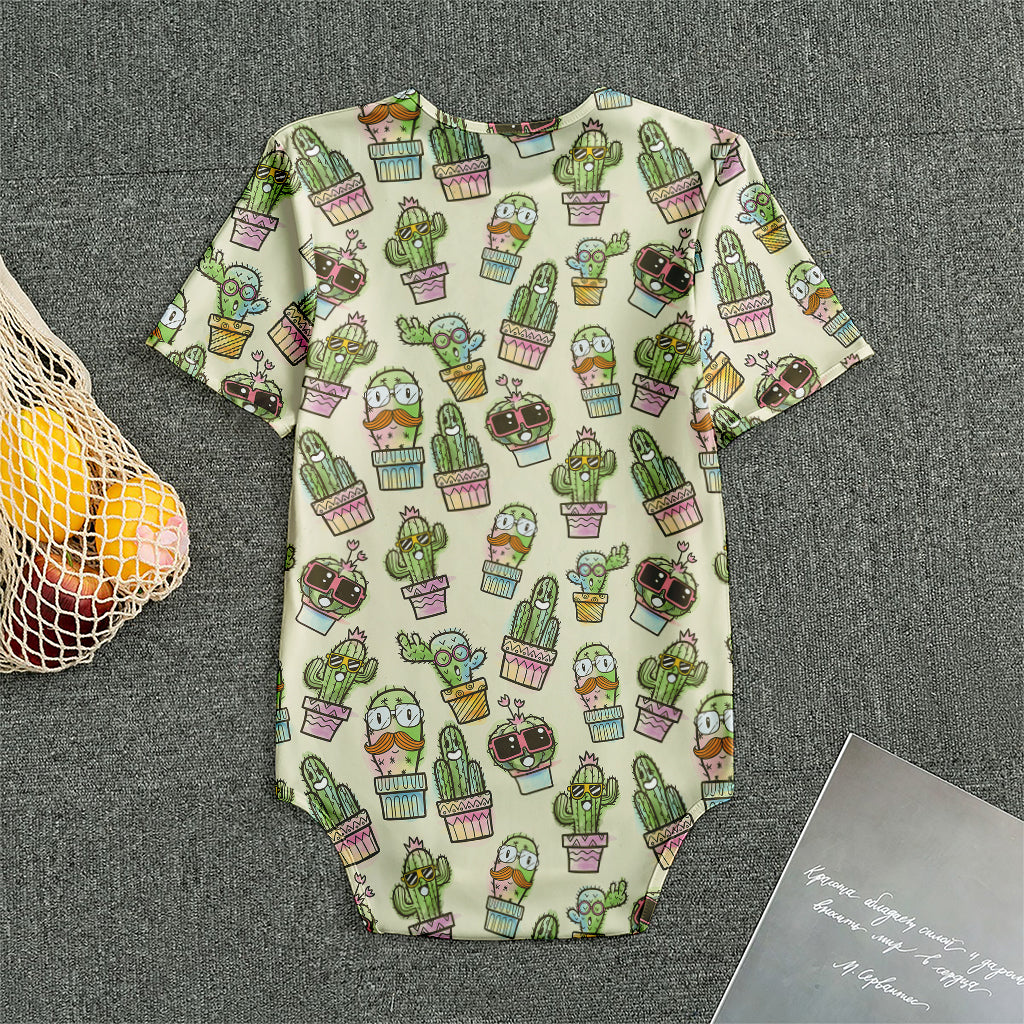 Cute Cartoon Cactus Pattern Print Men's Bodysuit