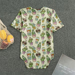 Cute Cartoon Cactus Pattern Print Men's Bodysuit