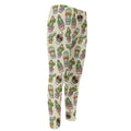 Cute Cartoon Cactus Pattern Print Men's Compression Pants