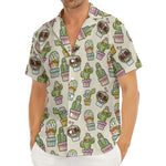 Cute Cartoon Cactus Pattern Print Men's Deep V-Neck Shirt