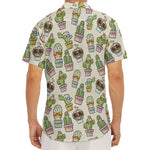 Cute Cartoon Cactus Pattern Print Men's Deep V-Neck Shirt