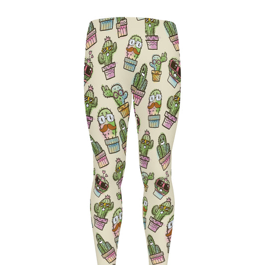 Cute Cartoon Cactus Pattern Print Men's leggings