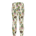 Cute Cartoon Cactus Pattern Print Men's leggings