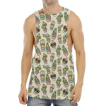 Cute Cartoon Cactus Pattern Print Men's Muscle Tank Top