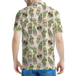 Cute Cartoon Cactus Pattern Print Men's Polo Shirt
