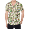 Cute Cartoon Cactus Pattern Print Men's Shirt