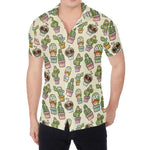 Cute Cartoon Cactus Pattern Print Men's Shirt