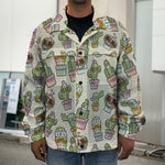 Cute Cartoon Cactus Pattern Print Men's Shirt Jacket
