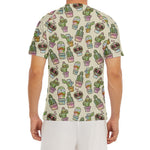 Cute Cartoon Cactus Pattern Print Men's Short Sleeve Rash Guard