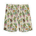 Cute Cartoon Cactus Pattern Print Men's Athletic Shorts