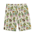 Cute Cartoon Cactus Pattern Print Men's Sports Shorts