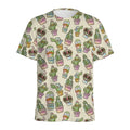 Cute Cartoon Cactus Pattern Print Men's Athletic T-Shirt