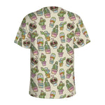 Cute Cartoon Cactus Pattern Print Men's Sports T-Shirt