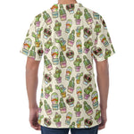 Cute Cartoon Cactus Pattern Print Men's Velvet T-Shirt