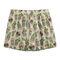 Cute Cartoon Cactus Pattern Print Mesh Shorts