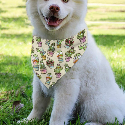 Cute Cartoon Cactus Pattern Print Over The Collar Dog Bandana