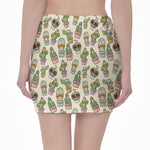 Cute Cartoon Cactus Pattern Print Pencil Mini Skirt