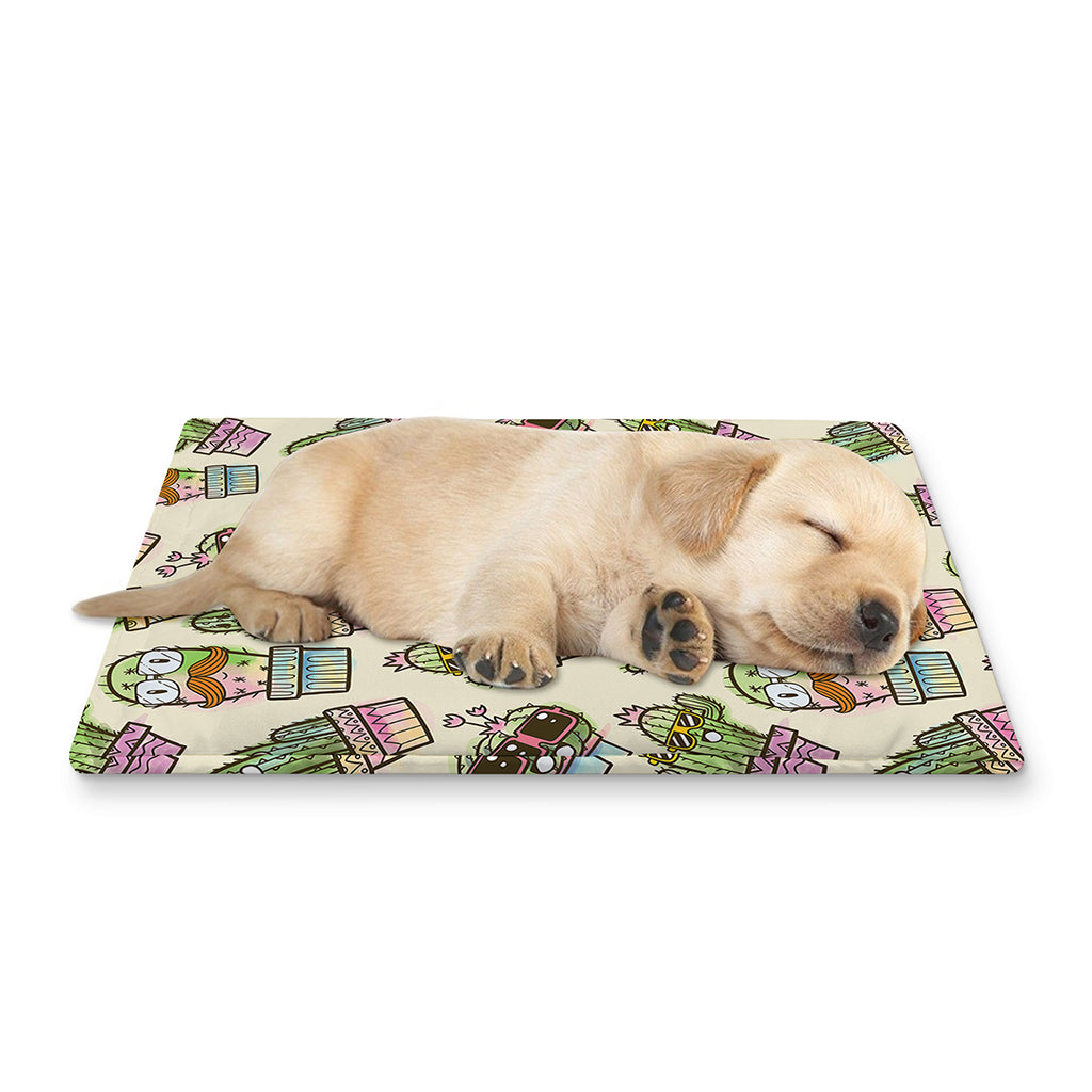 Cute Cartoon Cactus Pattern Print Pet Cooling Mat Cover