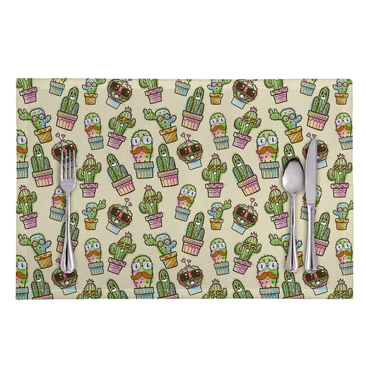Cute Cartoon Cactus Pattern Print Placemat
