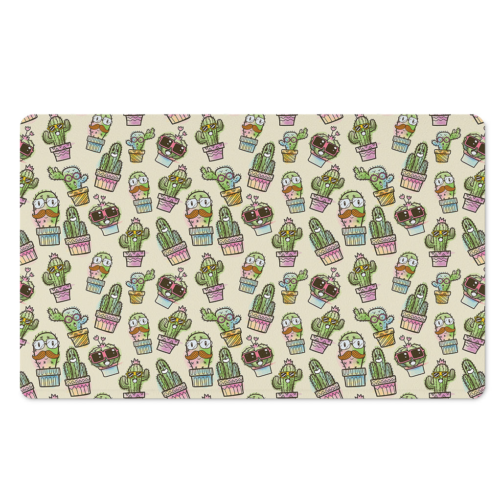 Cute Cartoon Cactus Pattern Print Polyester Doormat