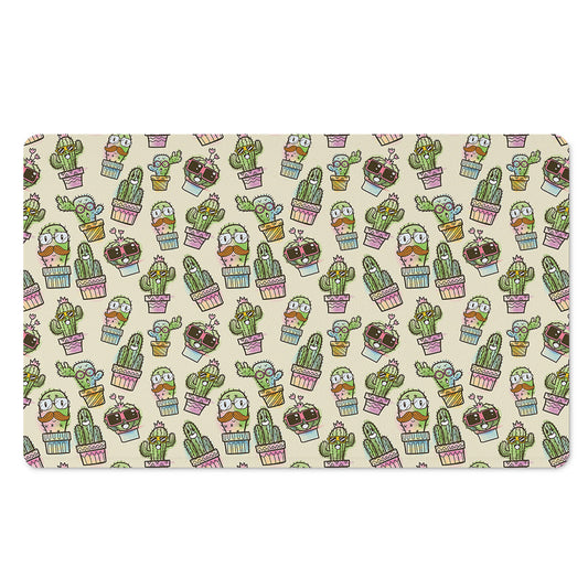 Cute Cartoon Cactus Pattern Print Polyester Doormat