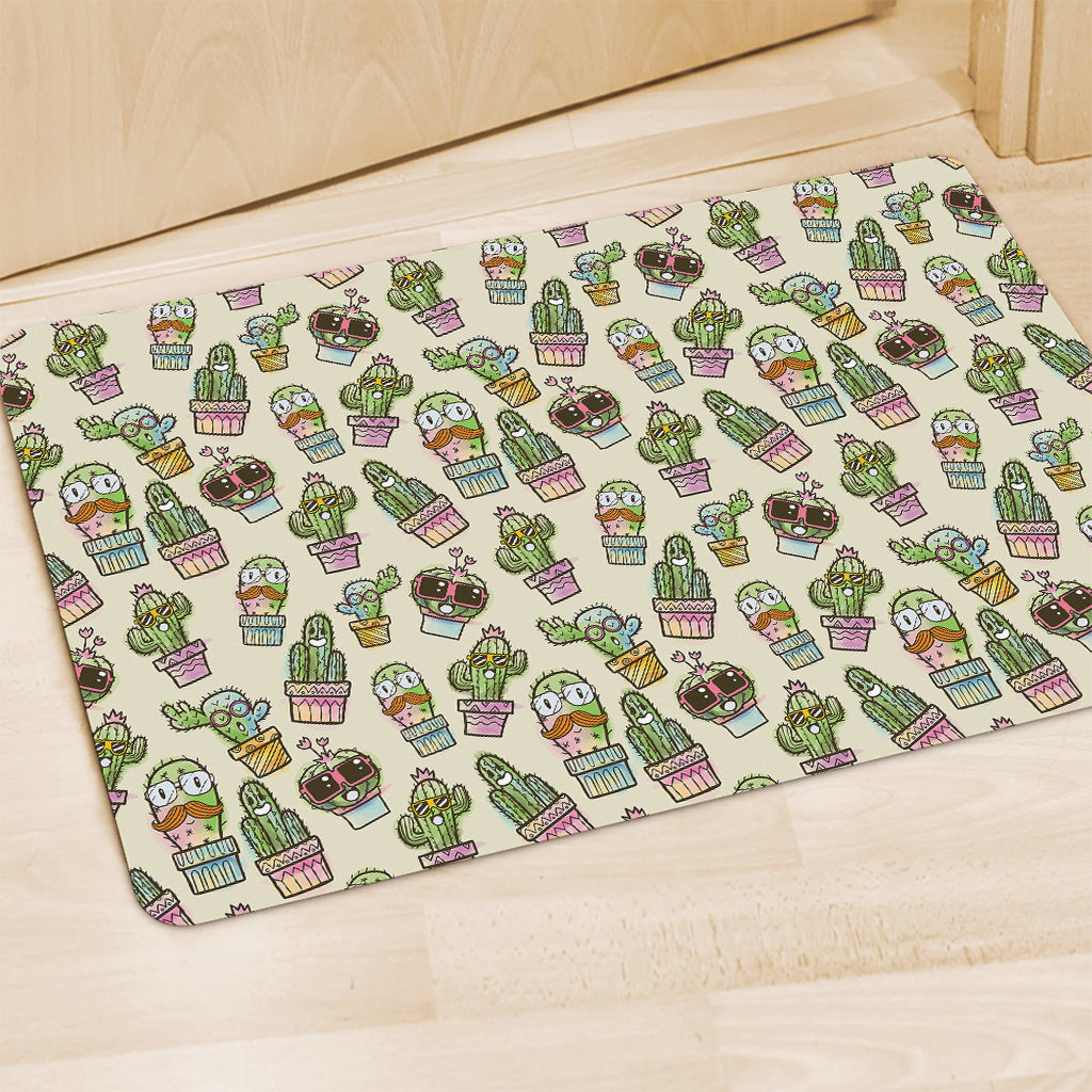 Cute Cartoon Cactus Pattern Print Polyester Doormat