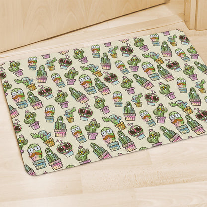 Cute Cartoon Cactus Pattern Print Polyester Doormat