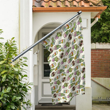 Cute Cartoon Cactus Pattern Print Polyester Flag