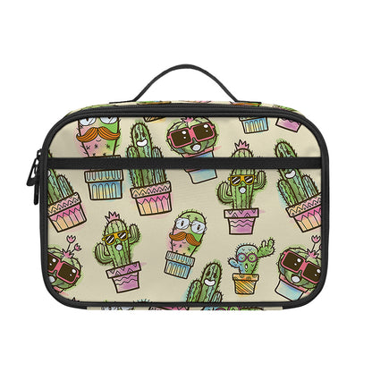 Cute Cartoon Cactus Pattern Print Portable Lunch Bag