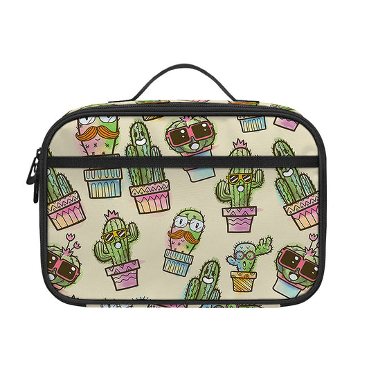 Cute Cartoon Cactus Pattern Print Portable Lunch Bag