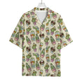 Cute Cartoon Cactus Pattern Print Rayon Hawaiian Shirt