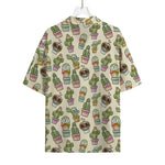 Cute Cartoon Cactus Pattern Print Rayon Hawaiian Shirt