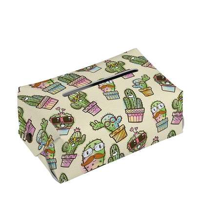 Cute Cartoon Cactus Pattern Print Rectangle Tissue Box Cover