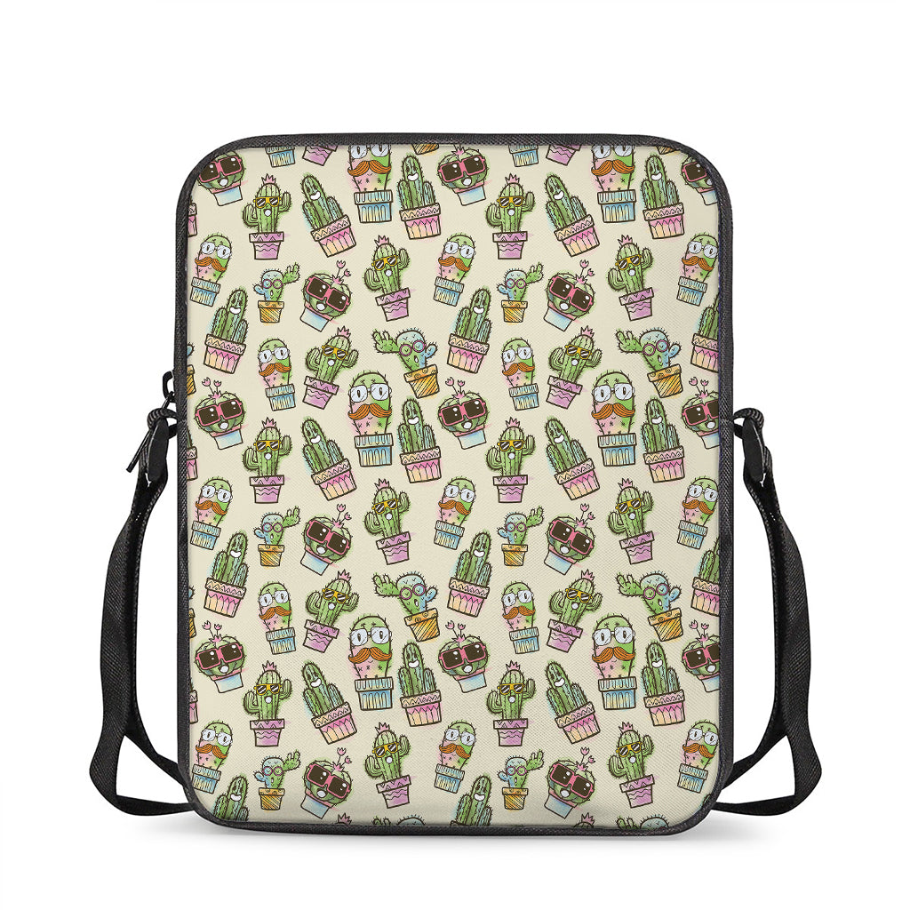 Cute Cartoon Cactus Pattern Print Rectangular Crossbody Bag