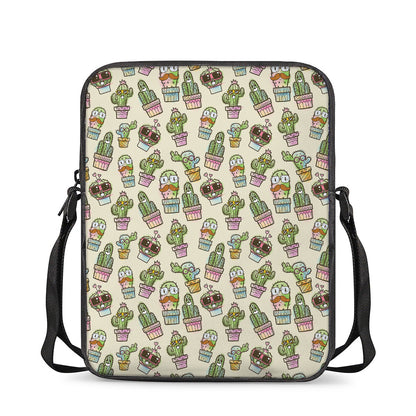 Cute Cartoon Cactus Pattern Print Rectangular Crossbody Bag