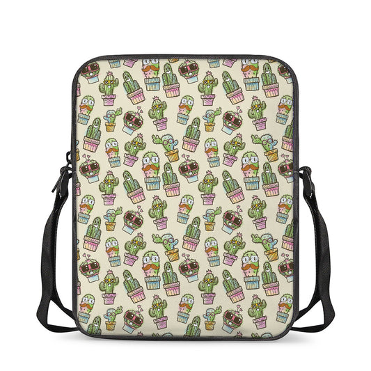 Cute Cartoon Cactus Pattern Print Rectangular Crossbody Bag