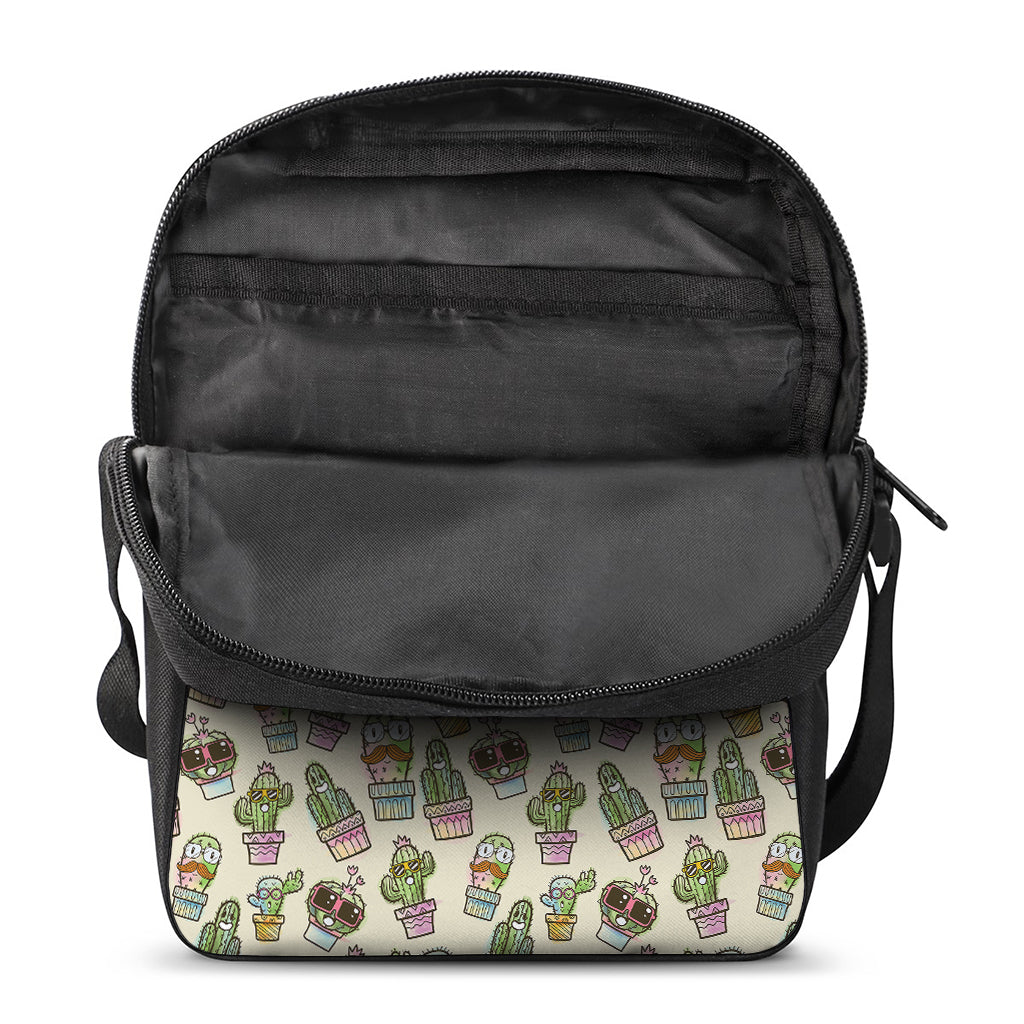 Cute Cartoon Cactus Pattern Print Rectangular Crossbody Bag