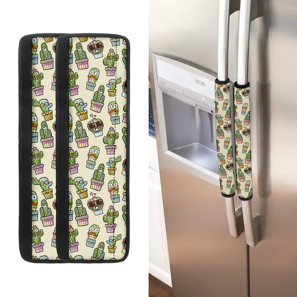 Cute Cartoon Cactus Pattern Print Refrigerator Handle Covers