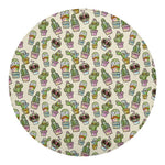 Cute Cartoon Cactus Pattern Print Round Blanket