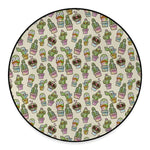 Cute Cartoon Cactus Pattern Print Round Floor Mat