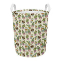 Cute Cartoon Cactus Pattern Print Round Laundry Basket