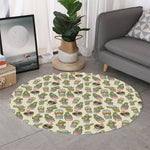 Cute Cartoon Cactus Pattern Print Round Rug
