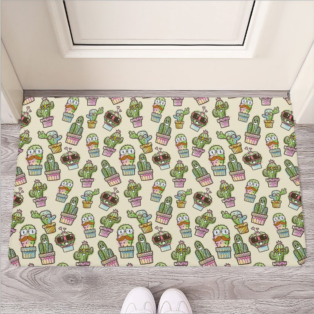 Cute Cartoon Cactus Pattern Print Rubber Doormat