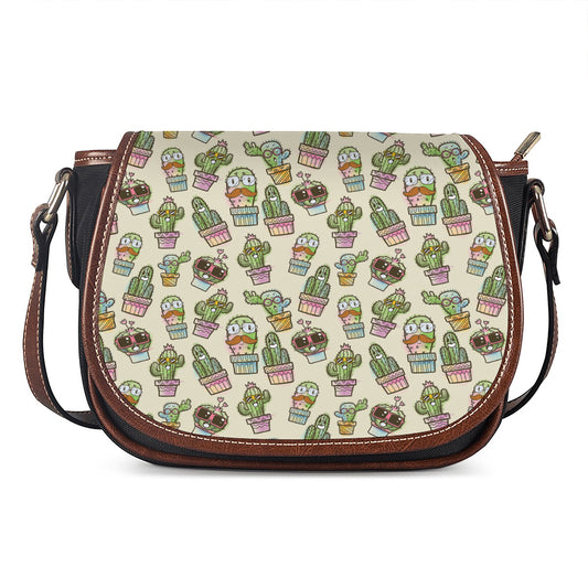 Cute Cartoon Cactus Pattern Print Saddle Bag