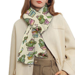 Cute Cartoon Cactus Pattern Print Scarf